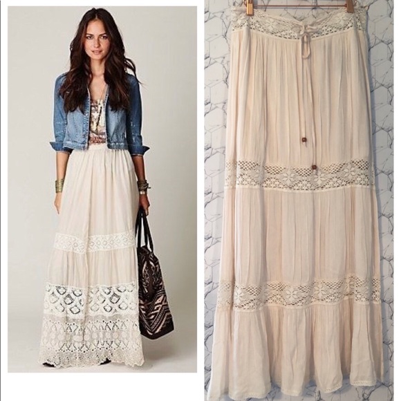 EARTHBOUND Dresses & Skirts - Earthbound Trading Co Cream Lace Maxi Skirt